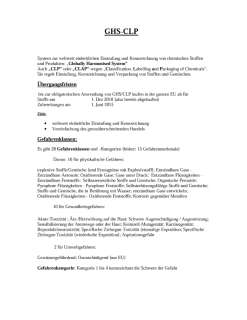 System zur weltweit einheitlichen Einstufung und Kennzeichnung von chemischen Stoffen und Produkten: "Globally Harmonised System"